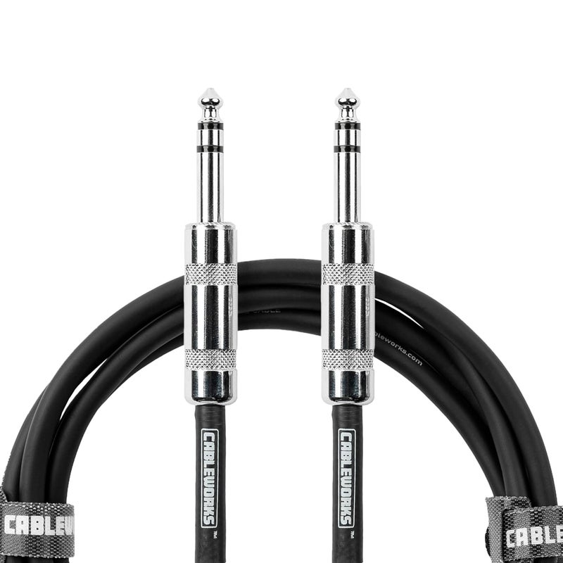 Cableworks by Gator Cases Backline Series 1-Foot TRS ¼” Male to Male Balanced Patch Cable (GCWB-BPC-1) - Image 1